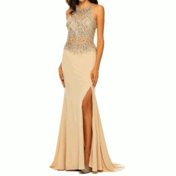 SOLD Light Gold Jersey Gown - Picture 7 of 7
